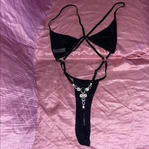 Fashion Nova Black Rhinestone Monokini 🖤